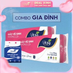 POSY - COMBO GIA ĐÌNH - 2 bịch Giấy vệ sinh 10 cuộn 3 lớp không lõi - có lõi mềm mịn, DỄ TAN TRONG NƯỚC, an...