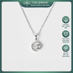 Dây chuyền bạc nữ TLEE mặt trăng đính đá cao cấp TLEE JEWELRY DO128