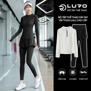 Bộ tập gym, yoga nữ [Louro S6D] bộ đồ thế thao dài, tập pickleball, zumba, đạp xe, chạy bộ, leo núi