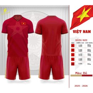 ₫1.015 HOA HÔNG XTRA 9% Quần Áo Bóng Đá, Bộ Đồ Thể Thao Đá Banh Việt Nam Đỏ Vải Mè Thái Cao Cấp Thấm Hút Mồ Hôi