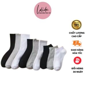 Tất Nam Nữ LOLIDA - Tất vớ nữ cổ cao, cổ thấp chất cotton cao cấp thiết kế sọc đôi chống hôi chân Mẫu...