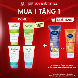 [DIỆN MẠO MỚI] Sữa Rửa Mặt Simple lành tính và hiệu quả cho mọi loại da 150ml