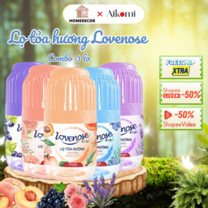 Combo 3 lọ tỏa hương thơm phòng Lovenose hương hoa quả tự nhiên dễ chịu khử mùi dung tích 180ml