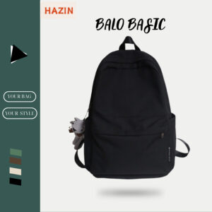 Balo trơn basic đi học HAZIN chống thấm nước đựng vừa laptop 16 inch phong cách Hàn Quốc thời trang...