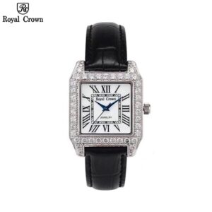 Đồng hồ nữ chính hãng dây da Royal Crown 6104 mặt vuông, đính đá cao cấp, đeo tay đẹp, sang chảnh