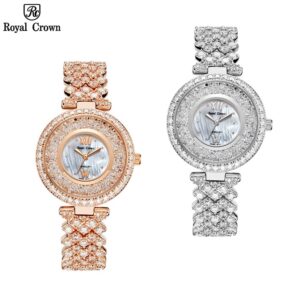 Đồng hồ nữ chính hãng dây thép Royal Crown 2606 chống nước, đính đá cao cấp, đeo tay đẹp, sang chhả...