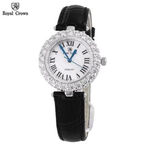 Đồng hồ nữ chính hãng dây da Royal Crown 6305 mặt nhỏ chống nước, đính đá cao cấp đẹp, thời trang