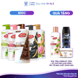Sữa Tắm Lifebuoy 800gr Detox Và Sạch Sâu Khỏi Bụi Mịn Pm2.5 Detox 100% Từ Thiên Nhiên Diệt Khuẩn