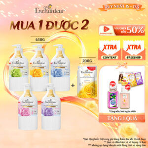 [TẶNG TÚI 200G]Sữa tắm hương nước hoa Pháp Enchanteur Deluxe 650g - Mềm mịn như lụa Lưu hương 2...
