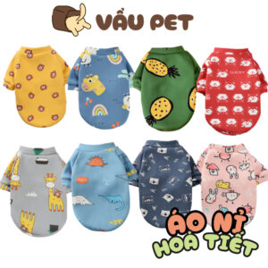 Áo cho chó mèo Nỉ họa tiết ngộ nghĩnh - Quần áo cho chó poodle, con, lớn, mèo, thú cưng Vẫu Pet Shop
