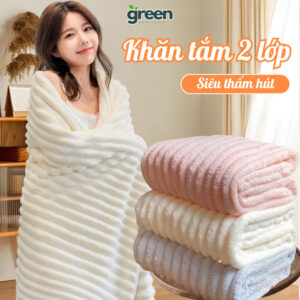 Khăn Tắm Siêu Thấm Hút Nước GreenHome, Khăn Mặt Sợi Cuộn To Dày Chất Liệu Cao Cấp Không Rụng Lông