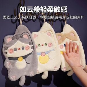 Mèo May Mắn Lau Khăn Tay Treo Dễ Thương Rửa Tay Khăn Trẻ Em Lau Tay Khăn Lau Phòng Tắm Khăn Tay...