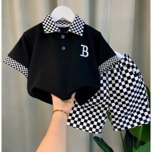 Bộ Quần Áo Polo Cho Bé Trai Chất Vải Poly Cao Cấp Phong Cách Tay Ngắn + Quần Short Đủ Size 8-36Kg-...