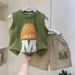 Sét Đồ Thế Thao Áo Thun Tay Cộc In Chữ + Quần Ngắn Thời Trang Mùa Hè Cho Bé,- ---MÃ CHỮ M
