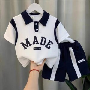 Bộ Đồ Bé Trai Polo màu trắng phong cách thể thao sành điệu, chất liệu cotton mềm mát, Set Đồ Bé Trai mùa...