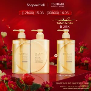 [LS] Bộ đôi gội xả Phục hồi hư tổn tóc Premium Repair Tsubaki 490ml/chai