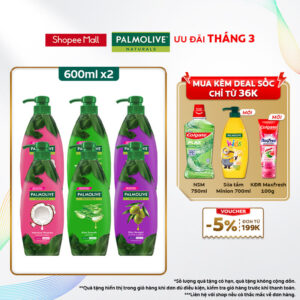 Bộ 2 Dầu gội Palmolive kèm xả 2-trong-1 chiết xuất thiên nhiên 600ML