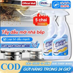 [5 Chai] Tấy dầu mỡ nhà bếp làm sạch máy hút mùi, 500ml xịt rửa bếp, tường gạch ốp, chậu rửa bát, bếp gas,...