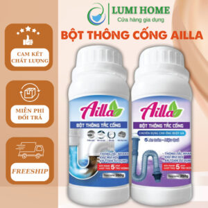 Bột thông cống Ailla 250g công nghệ thuy phân Đức, Thông tắc nhanh bồn cầu, bồn rửa bát, chậu rửa mặt,...