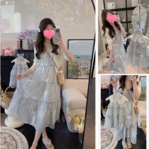 Ngày của Mẹ Mùa Hè Cha Mẹ-Con Mặc Bé Gái Thêu Hoa Ve Áo Đầm Sweet Mother