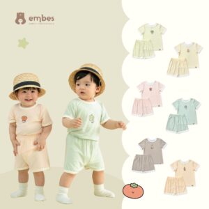 Bộ Em bé Cộc Tay Cho Bé Trai Bé Gái, Bộ Hè Cộc Tay Hình In Ngực Chất Tăm Mát Lạnh Cho Bé Size 8-18kg