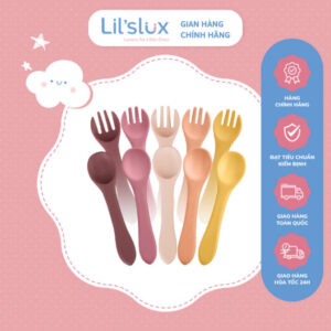 Set Thìa Dĩa Ăn Dặm Cho Bé LIL'SLUX Muỗng Nĩa Tập Xúc Bằng Silicone Bảo Vệ Nướu Của Bé - LTDO4