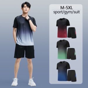 Bộ thể thao Nam Nữ cao cấp Bigsize 100kg Mùa Hè Năm Áo Thun Tay Ngắn + Quần Ngắn Thoáng Khí Nhanh Khô Màu...