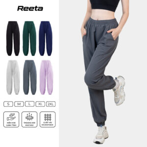 Quần Jogger Thể Thao Nữ Reeta Ống Rộng Chất Vải Thoáng Khí, Tập Gym Chạy Bộ, Thể Thao Ngoài Trời