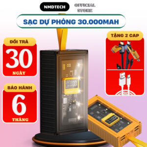Sạc Dự Phòng 30000mAh 120W Dung Lượng Lớn 4 Cổng Sạc Ra - Màn Hình LED Sạc Nhanh Chính Hãng